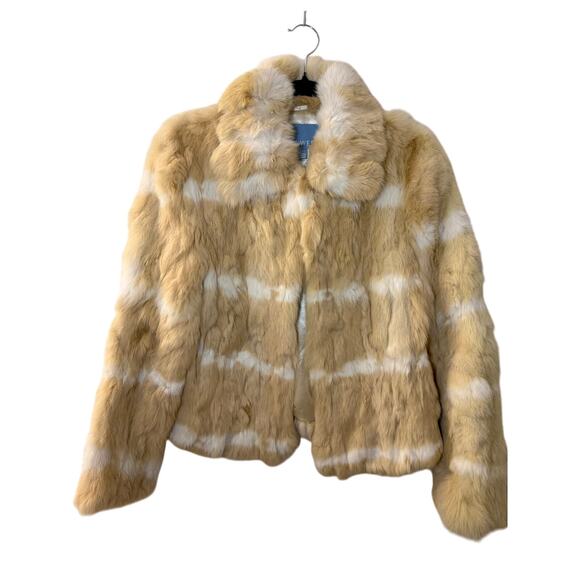 Nine West Rabbit fur jacket-Beige (SIZE M) - Picture 1 of 10